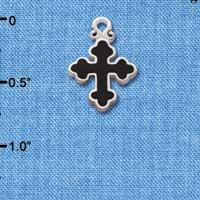 C1865 - Cross - Fancy Black - Silver Charm
