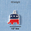 C1930* - Patriotic Elephant - Silver Charm (Left or Right)