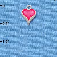 C1982 - Heart - Long Hot Pink - Silver Charm