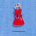 C2096 - Red Dress With Purple Sash Silver Charm