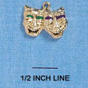 C2130 - Comedy Tragedy Mask Gold Charm
