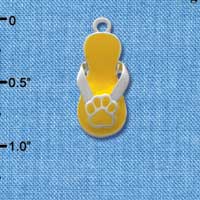 C2154 - Paw Flip Flop Yellow Silver Charm