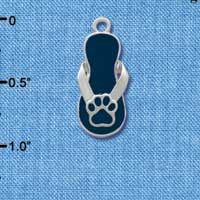 C2156 - Paw Flip Flop Blue Silver Charm