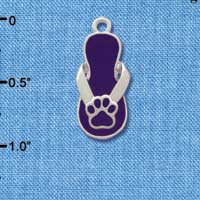 C2157 - Paw Flip Flop Purple Silver Charm
