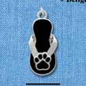 C2158 - Paw Flip Flop Black Silver Charm