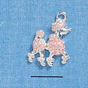 C2161* - Light Pink Poodle Silver Charm (Left or Right)