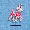 C2162* - Hot Pink Poodle Silver Charm (Left or Right)