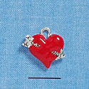 C2176 - Red Heart With Arrow Silver Charm