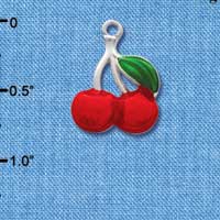 C2181* - Double Cherry Silver Charm (Left or Right)