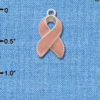 C2200 - Pink Ribbon with Stitching - Silver Charm
