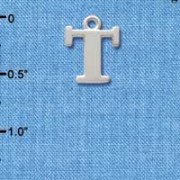 C2284 tlf - Large Silver Initial - T - Silver Charm