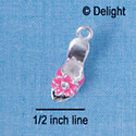 C2327+ - High Heel Sandal with Hot Pink Flower Silver Charm