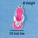 C2333 - Flip Flop - Hot Pink with flower - Silver Charm