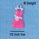 C2335 - Hot Pink Dress Silver Charm