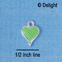 C2363 - Lime Green Heart Silver Charm