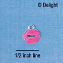 C2370 - Hot Pink Lips Silver Charm - Mini