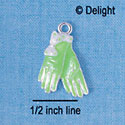 C2400 - Lime Green Gloves Silver Charm