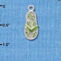 C2410 - Flip Flop with Flower Pattern - Lime Green - Silver Charm