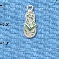 C2411 - Flip Flop with Flower Pattern - Blue - Silver Charm