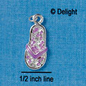 C2412 - Flip Flop with Flower Pattern - Purple - Silver Charm