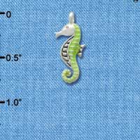 C2428+ - Seahorse - Green - Silver Charm