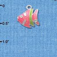 C2431* - Tropical Fish - Hot Pink with Lime Green Stripe - Silver Charm (Left or Right)