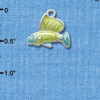 C2432* - Tropical Fish - Lime Green with Blue Tail -Silver Charm (Left or Right)