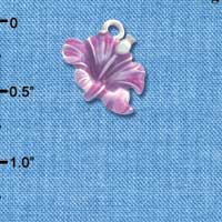 C2438 - Hibiscus Flower - Purple - Silver Charm