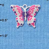 C2440 - Butterfly - Hot Pink & Purple - Silver Charm