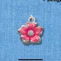 C2442 - Flower - Hot Pink - Silver Charm