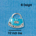 C2452 - Blue Purse with Faux Marcasite - Silver Charm