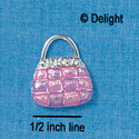 C2456 - Checkered Purse - Pink and Purple - Silver Charm