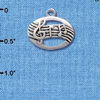 C2516 - Oval with Music Notes - Silver Charm