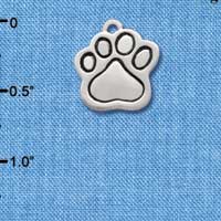 C2525 - Large Silver Paw - Silver Charm