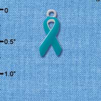 C2540 - Ribbon - Teal - Enamel Silver Charm Mini