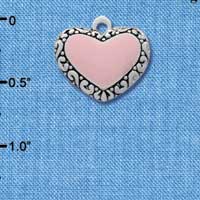 C2552 - Fancy Heart - Pink - Fancy Border - Silver Charm