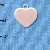 C2553 - Fancy Heart - Pink - Smooth Border - Silver Charm