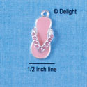 C2565 - Pink Flip Flop with Pink Stones - Silver Charm