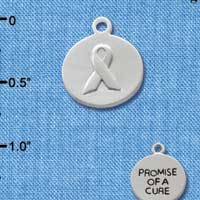 C2566+ - Promise of a Cure Circle with Ribbon on back - Silver Charm (3-D)