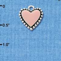 C2568 - Fancy Heart - Pink - Beaded Border - Silver Charm