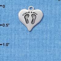 C2584 - Heart with Baby Feet - Silver Charm