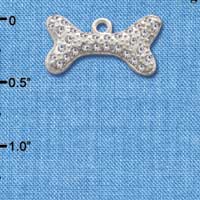 C2591 - Large Swarovski Crystal Dog Bone - Silver Charm