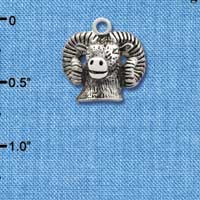 C2596+ - Ram Head - Silver Charm (3-D)