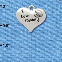 C2603 - I love Cooking Heart with Chef Hat - Silver Charm