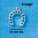 C2720 - Horseshoe - Sapphire Swarovski Crystal - Silver Charm