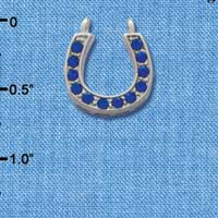 C2721 - Horseshoe - Sapphire Swarovski Crystal - Silver Pendant