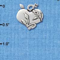 C2787+ - 3-D Silver Heart with Flower Vine - Silver Charm