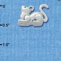 C2811+ - 3-D Crouched Cat - Silver Charm