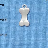 C2812+ - 3-D Silver Dog Bone - Silver Charm