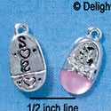 C2816+ - 3-D Silver Baby Shoe with Pink Toe - Silver Charm